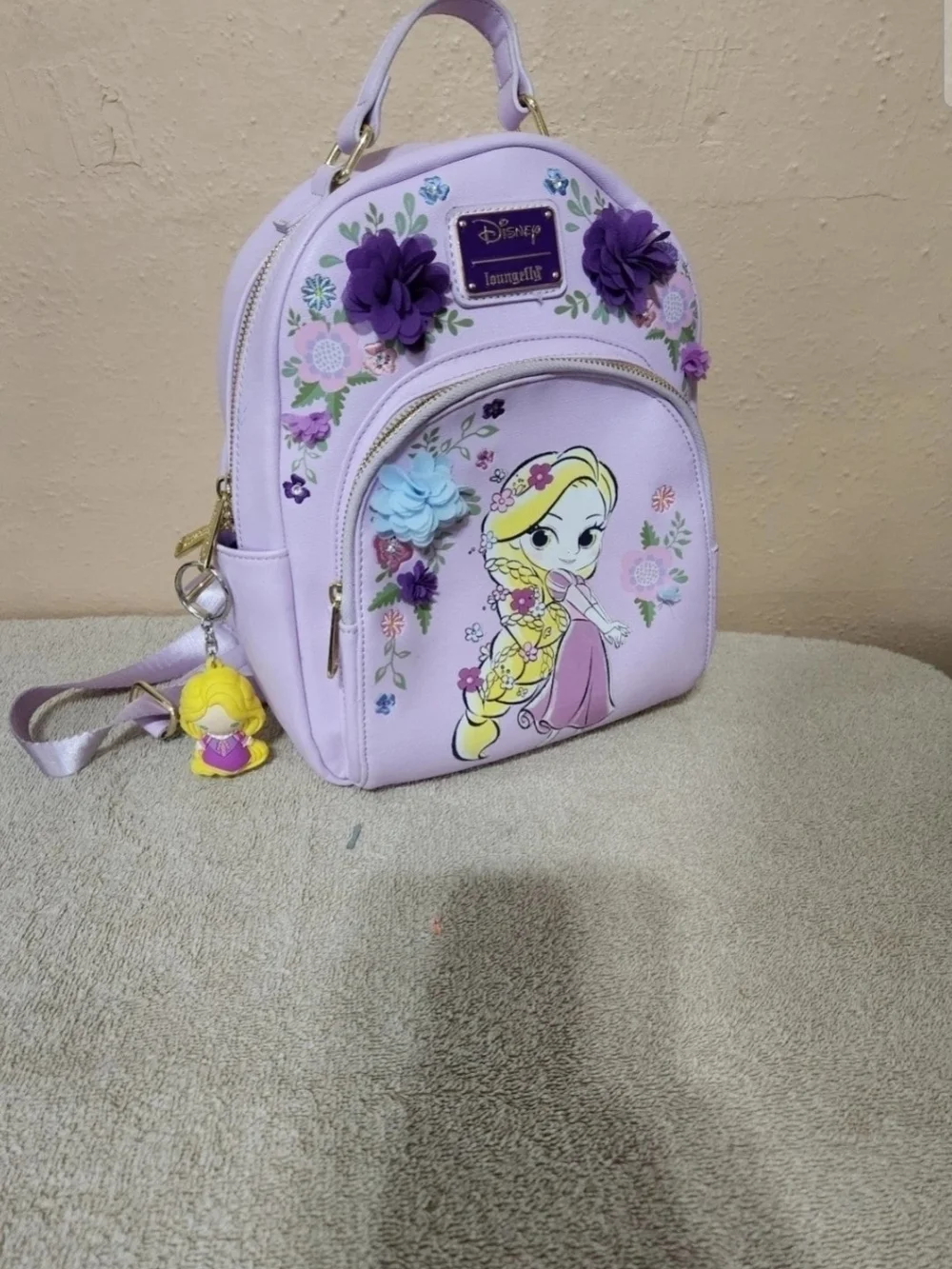Loungefly Kids Lavender Rapunzel Floral Mini Backpack with Charm